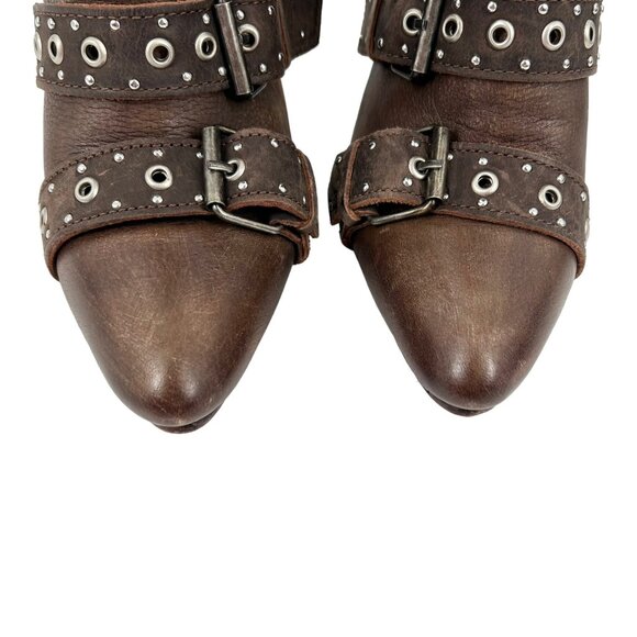 Freebird Joust Brown Leather Buckle Heeled Boots - Picture 5 of 11